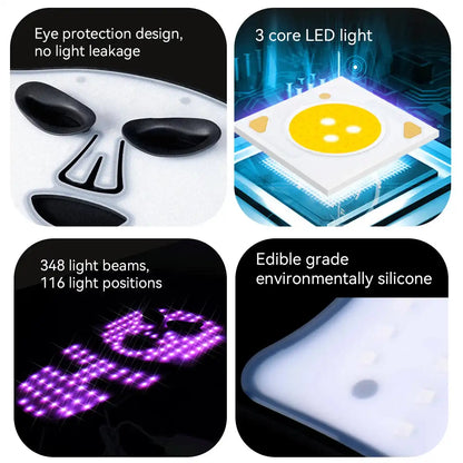 Face Mask Only - Halo White features eye protection design, 3-core LED light, 348 light beams, and eco-friendly silicone for skincare therapy.