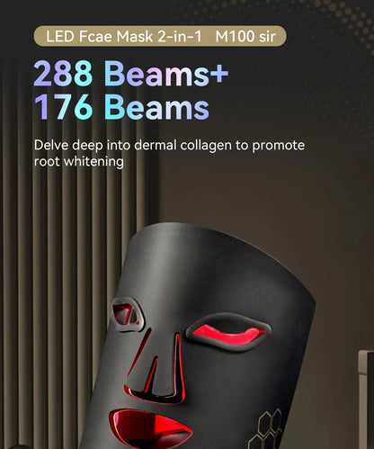 Face Mask Only - Halo White LED face mask with 288 red and 176 infrared beams for collagen boost and skin whitening, AuraGlow RX skincare device